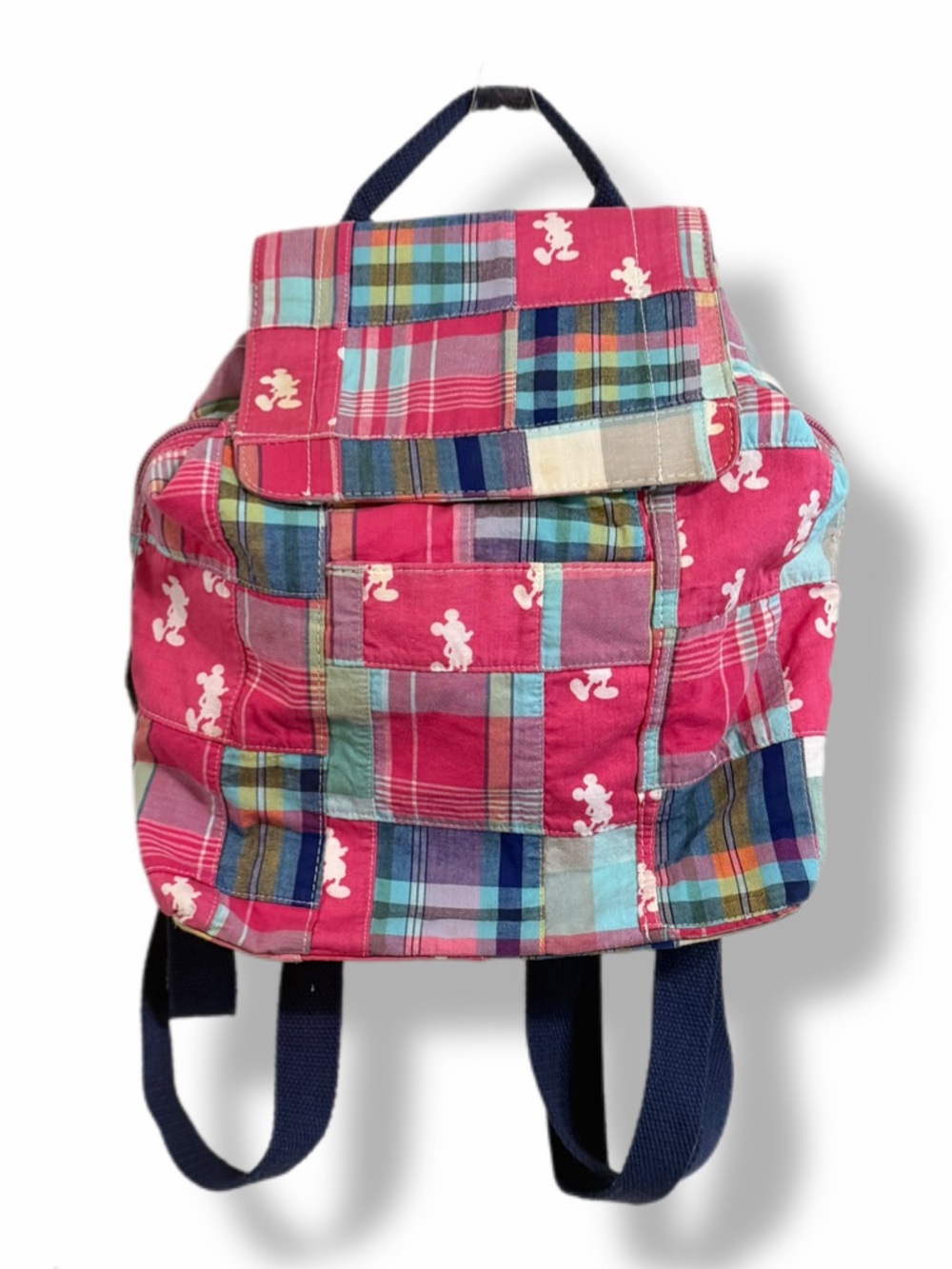 Disney Parks Mickey Mouse Pink Madras Patchwork Mini Backpack Y2K